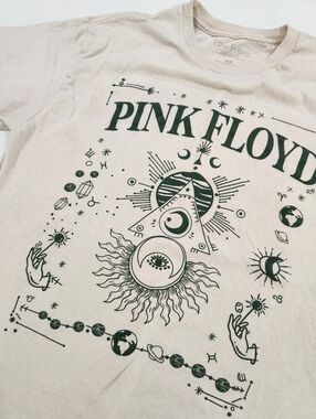 Retro Pink Floyd Off White Graphic T-Shirt Medium 100% Cotton Rock Music